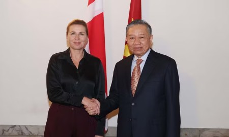 Tổng Bí thư, Chủ tịch nước Tô Lâm và Thủ tướng Đan Mạch Mette Frederiksen. Ảnh: TTXVN