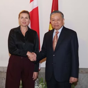 Tổng Bí thư, Chủ tịch nước Tô Lâm và Thủ tướng Đan Mạch Mette Frederiksen. Ảnh: TTXVN