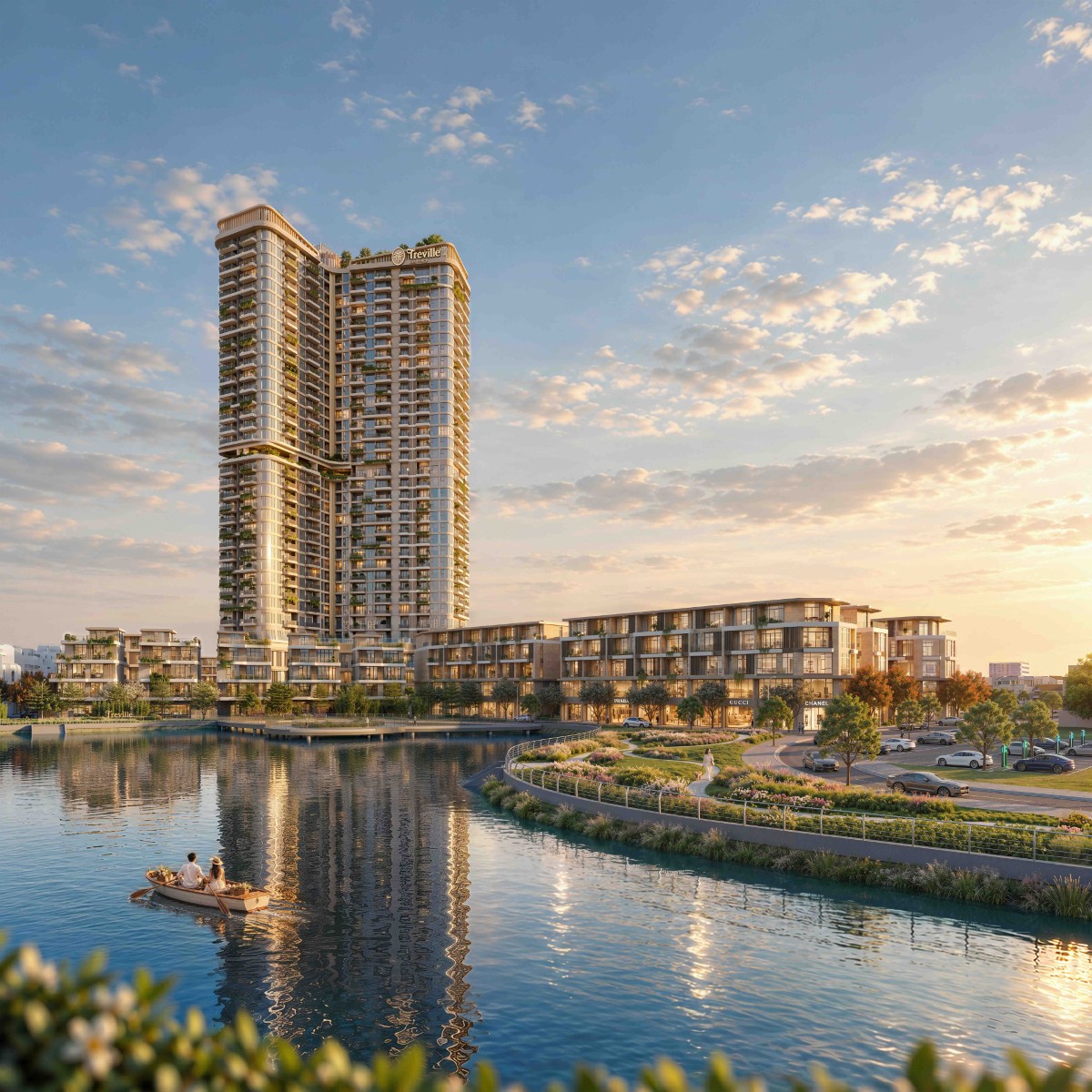 Phối cảnh khu đô thị Treville bên hồ Mắt Rồng.