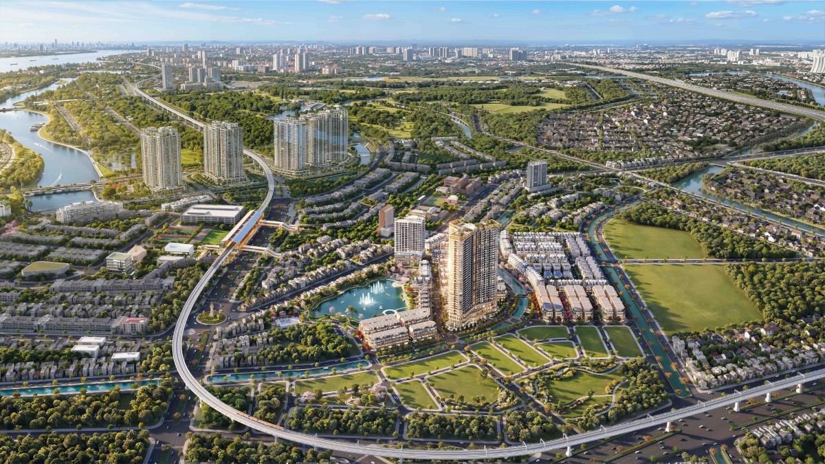 Trung tâm Văn Giang và tuyến metro 8B trong tương lai. (Ảnh: Hưng Thịnh Phát).