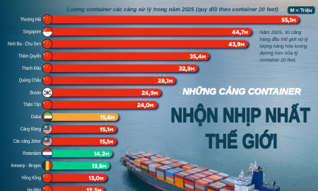 Những cảng container nhộn nhịp nhất thế giới năm 2025, Việt Nam có 2 đại diện