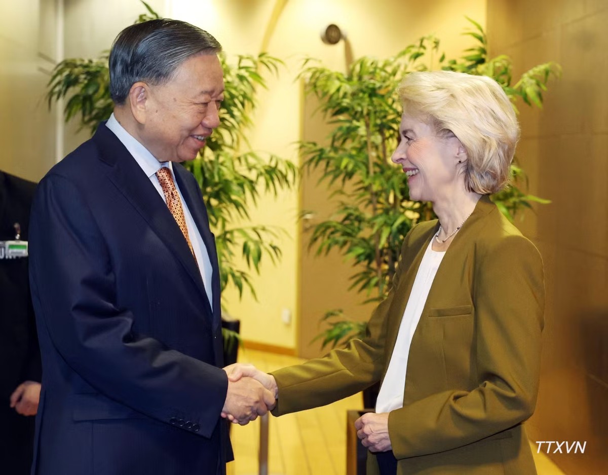 Tổng Bí thư, Chủ tịch nước Tô Lâm gặp Chủ tịch Ủy ban châu Âu Ursula von der Leyen. Ảnh: TTXVN