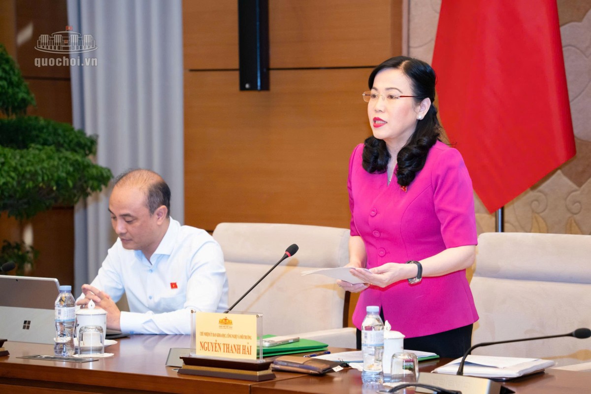 Chủ nhiệm Ủy ban Khoa học, Công nghệ và Môi trường Nguyễn Thanh Hải phát biểu tại phiên họp. Ảnh: Cổng thông tin điện tử Quốc hội.