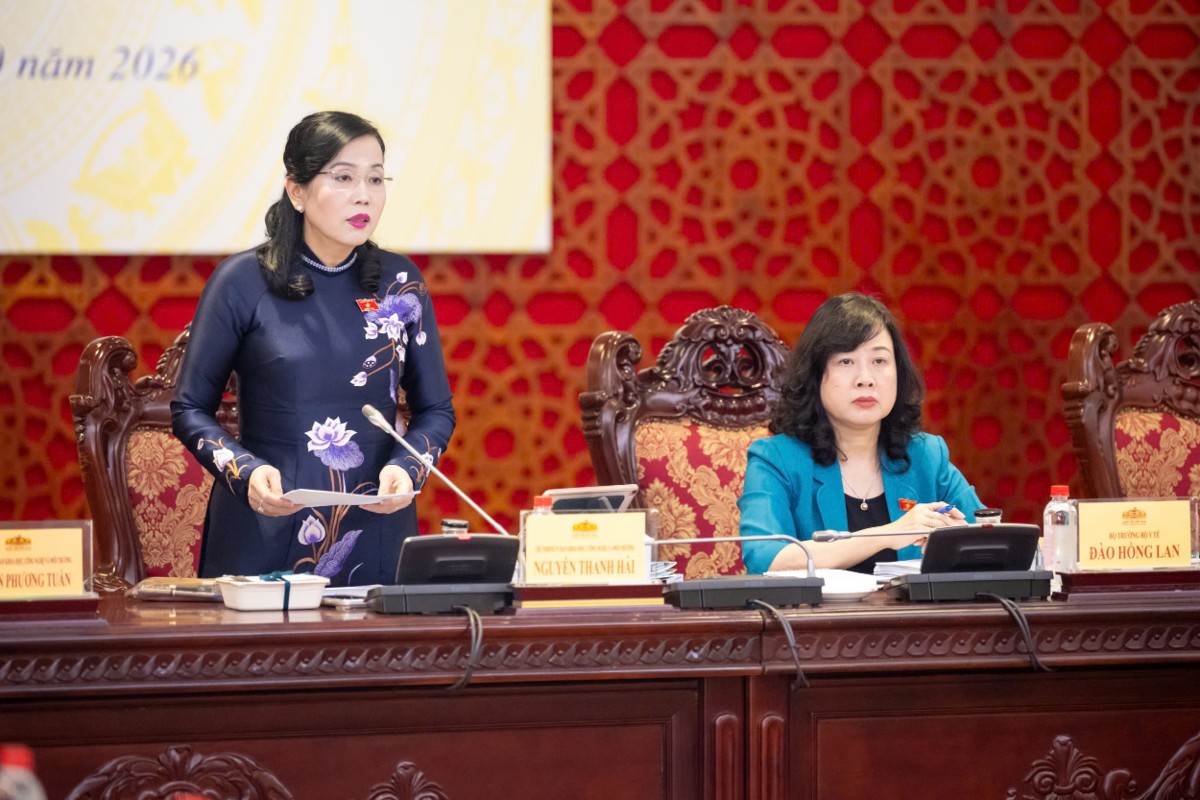 Bà Nguyễn Thanh Hải, Ủy viên Trung ương Đảng, Chủ nhiệm Ủy ban Khoa học, Công nghệ và Môi trường, phát biểu tại phiên họp. Ảnh: quochoi.vn.