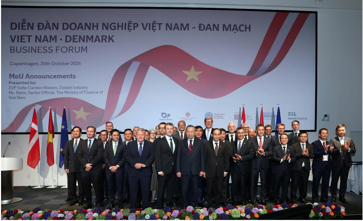 PartyGeneral Secretary and State President To Lam, King Frederik X of Denmark, and key Vietnamese and Danish business representatives.