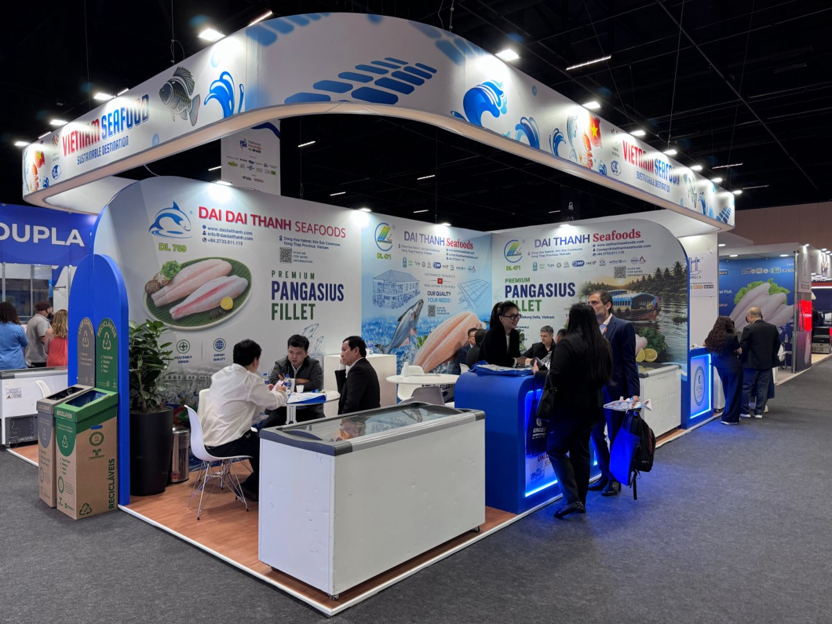 Gian hàng của một doanh nghiệp thuý sản Việt Nam tại Seafood Show Latin. Ảnh: VASEP.