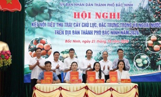 Signing a cooperation agreement on consuming key fruits of Bac Ninh City between producers and retail chains in 2026. (Photo: The events Organizing Board)