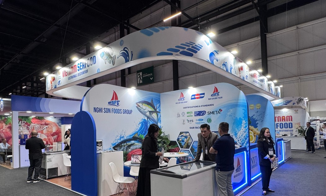 Gian hàng của một doanh nghiệp thủy sản Việt Nam tại Seafood Show Latin America 2026. Ảnh: VASEP.