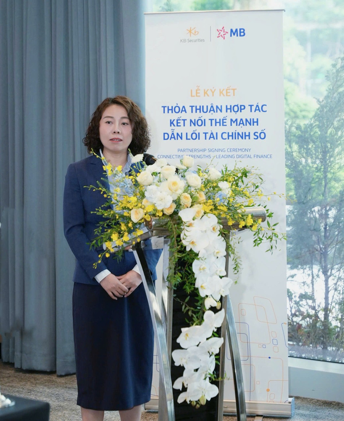 Bà Phạm Thị Mai Anh – Phó Giám đốc Khối Ngân hàng số MB chia sẻ kỳ vọng hiện thực hóa các giải pháp tài chính phục vụ khách hàng hai bên.
