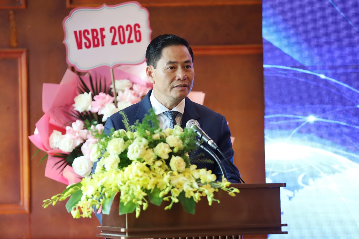 PGS.TS. Bùi Hữu Toàn, Chủ tịch Hội đồng Học viện Ngân hàng, phát biểu khai mạc.