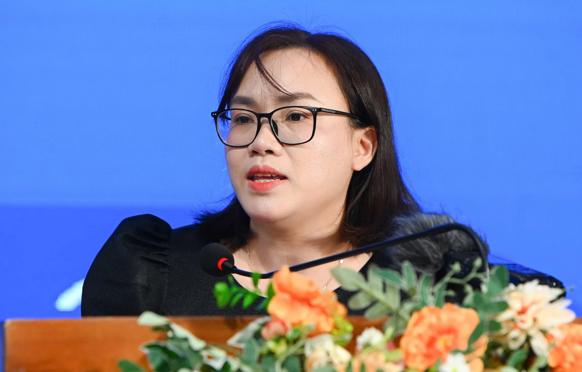 Bà Nguyễn Thị Thu Hà: "Doanh nghiệp sẽ trồng sâm Ngọc Linh và dược liệu dưới tán rừng tại xã Đăk Rong, diện tích 850 ha". Ảnh: Ban tổ chức.