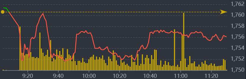 Diễn biến VN-Index sáng nay.