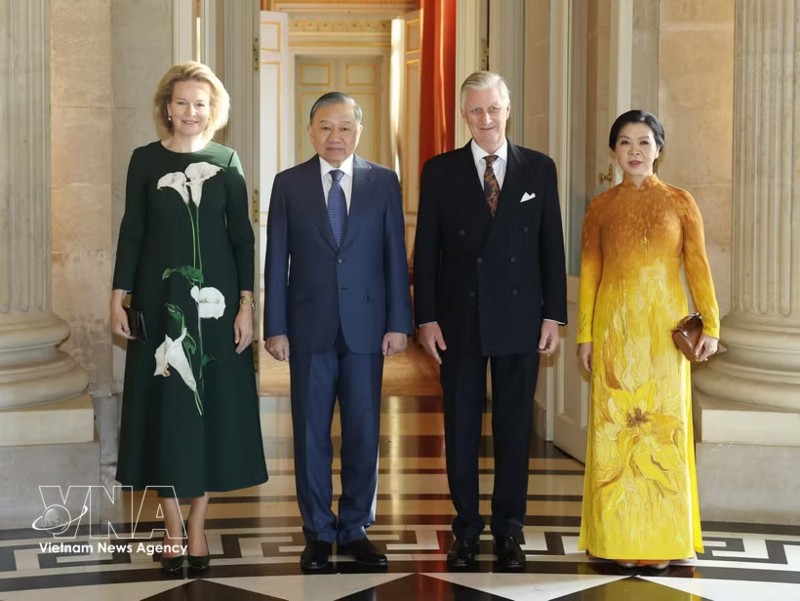 Top Vietnamese leader meets with Belgian King and Queen