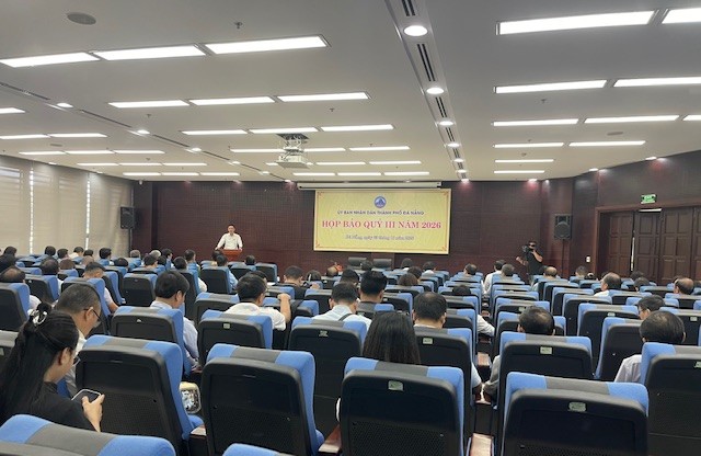 Toàn cảnh họp báo UBND TP, Đà Nẵng, quý 3/2026. Ảnh Ngô Anh Văn