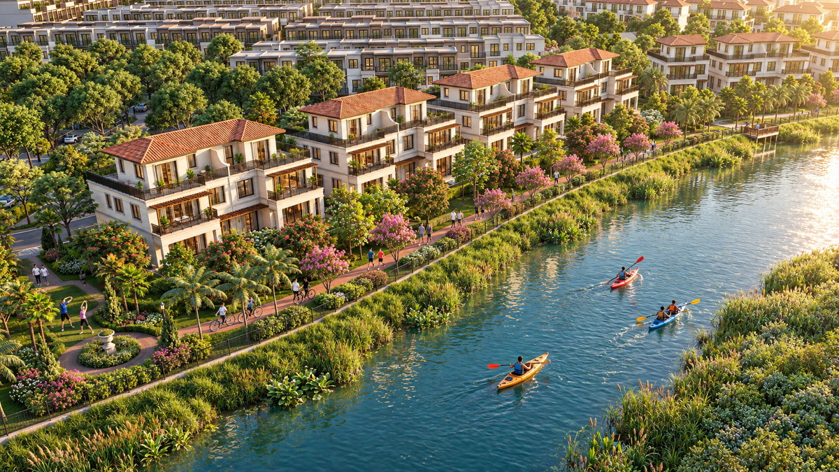 Izumi Canaria được quy hoạch “thuận dòng”, cuộc sống con người hài hòa với dòng chảy tự nhiên của sông nước.
