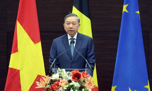 Tổng Bí thư, Chủ tịch nước Tô Lâm phát biểu chính sách tại Viện Quan hệ quốc tế Hoàng gia Egmont. Ảnh: Thống Nhất/TTXVN