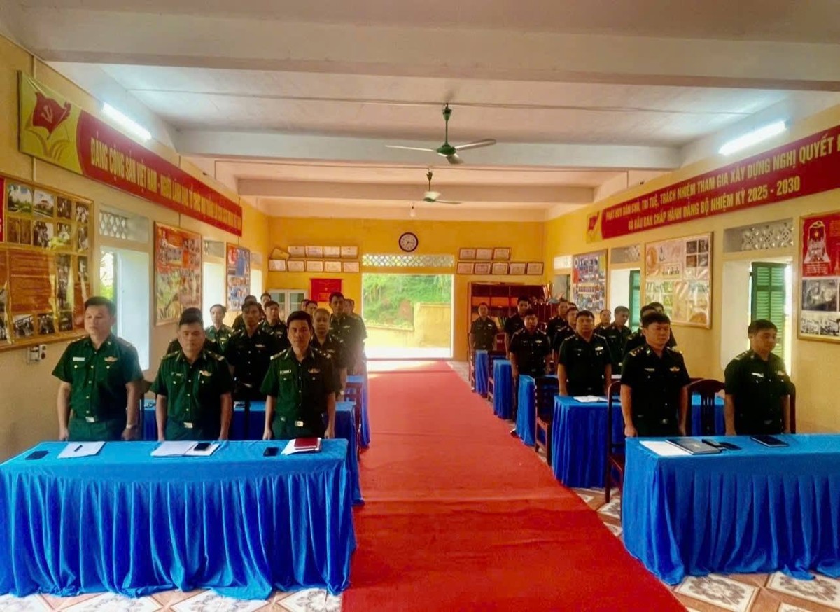 Các chiến sĩ Đồn Biên phòng Yên Khương. Ảnh: Chu Khôi.