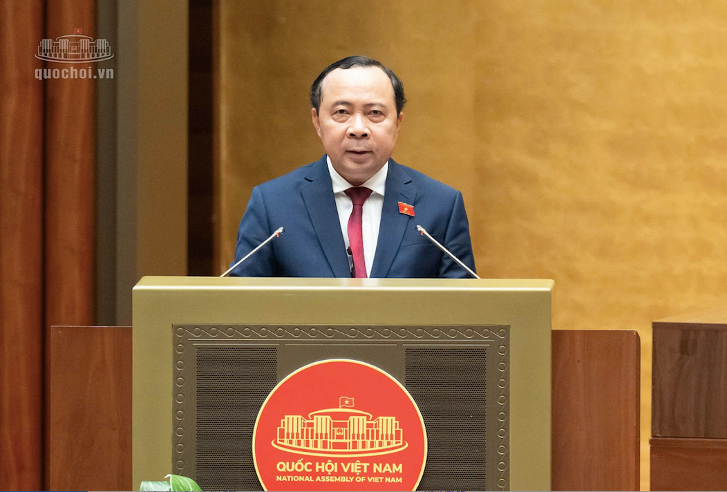Bộ trưởng Bộ Khoa học và Công nghệ Vũ Hải Quân trình bày Tờ trình tóm tắt dự án Luật sửa đổi, bổ sung một số điều của Luật Sở hữu trí tuệ - Ảnh; Quochoi.vn.