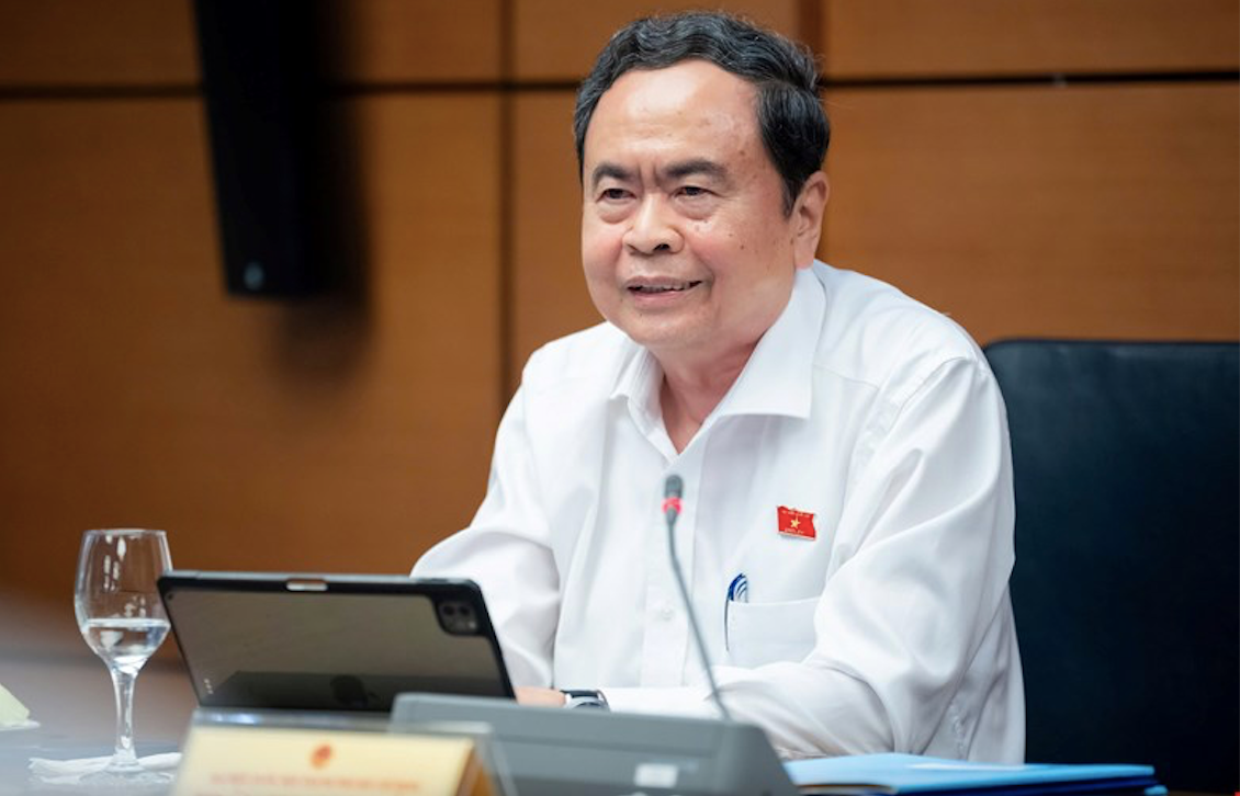 Chủ tịch Quốc hội Trần Thanh Mẫn thảo luận tại tổ về dự án Luật sửa đổi, bổ sung một số điều của Luật Sở hữu trí tuệ - Ảnh: Quochoi.vn.