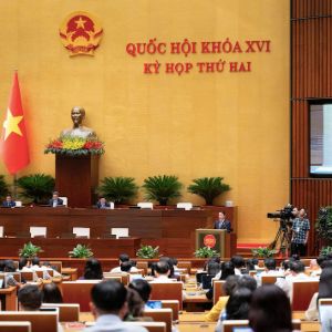 Đại tướng Lương Tam Quang, Bộ trưởng Bộ Công an trình bày tóm tắt Tờ trình về dự án Luật An ninh dữ liệu - Ảnh: Quochoi.vn