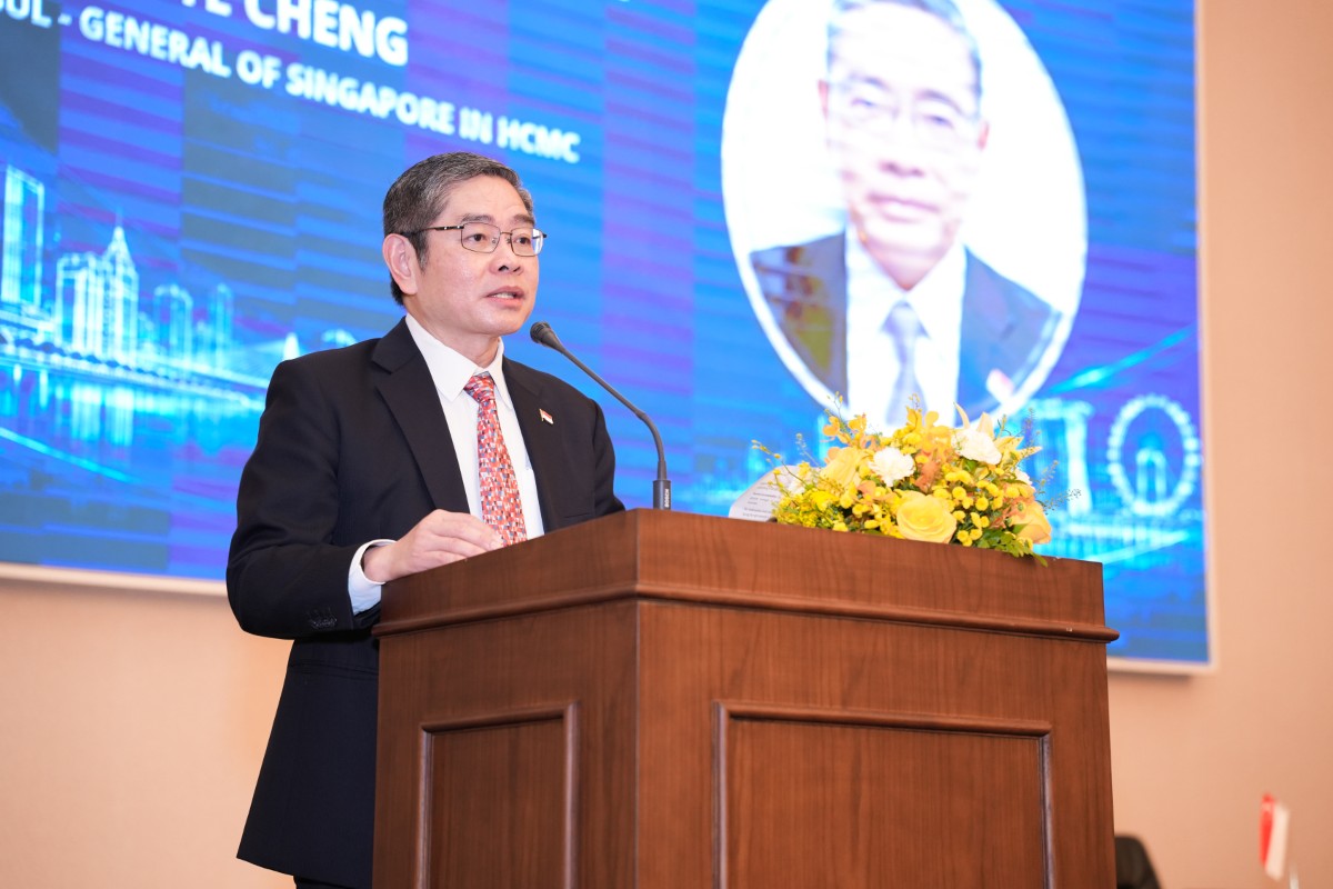 Ông Pang Te Cheng, Tổng Lãnh sự Cộng hòa Singapore tại TP. Hồ Chí Minh, phát biểu tại sự kiện. Ảnh: BTC.