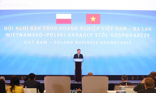 Prime Minister Le Minh Hung speaks at the roundtable. (Photo: chinhphu.vn)