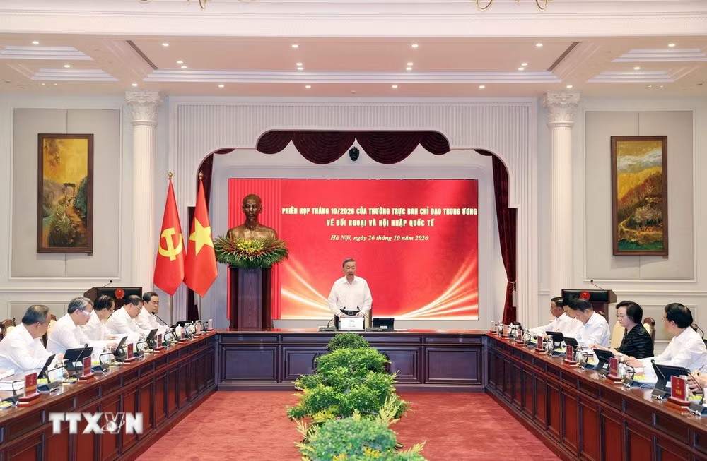 Phiên họp lần thứ nhất của Thường trực Ban Chỉ đạo Trung ương về Đối ngoại và hội nhập quốc tế. Ảnh: TTXVN