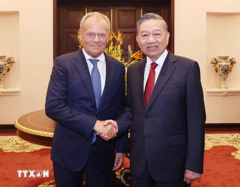 Tổng Bí thư, Chủ tịch nước Tô Lâm tiếp Thủ tướng Ba Lan Donald Tusk - Ảnh: TTXVN