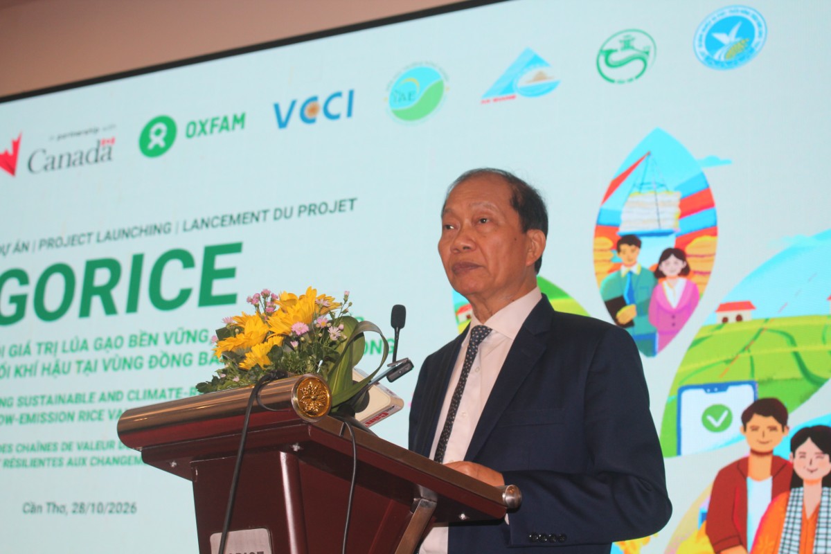 Ông Hoàng Quang Phòng, Phó Chủ tịch Liên đoàn Thương mại và Công nghiệp Việt Nam (VCCI), phát biểu tại sự kiện. Ảnh: Chu Khôi.