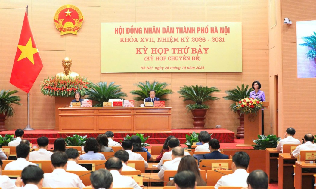 Kỳ họp thứ bảy HĐND TP.Hà Nội khóa XVII, nhiệm kỳ 2026-2031, khai mạc sáng 28/10 - Ảnh: dbndhanoi.gov