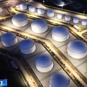 Toàn cảnh từ trên cao một cơ sở lưu trữ dầu thuộc đường ống dẫn dầu thô Trung Quốc - Myanmar. Nguồn ảnh: CCTV News.