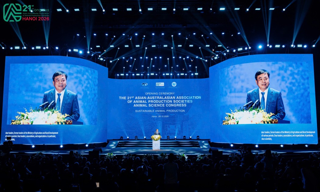 Hội nghị Khoa học Chăn nuôi Á - Úc lần thứ 21 (AAAP 2026) với chủ đề: “Chăn nuôi bền vững - Sustainable Animal Production” diễn ra tại Trung tâm Hội nghị Quốc gia, Hà Nội. Ảnh: Ban tổ chức.
