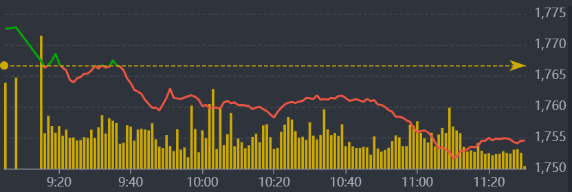 Diễn biến VN-Index sáng nay.