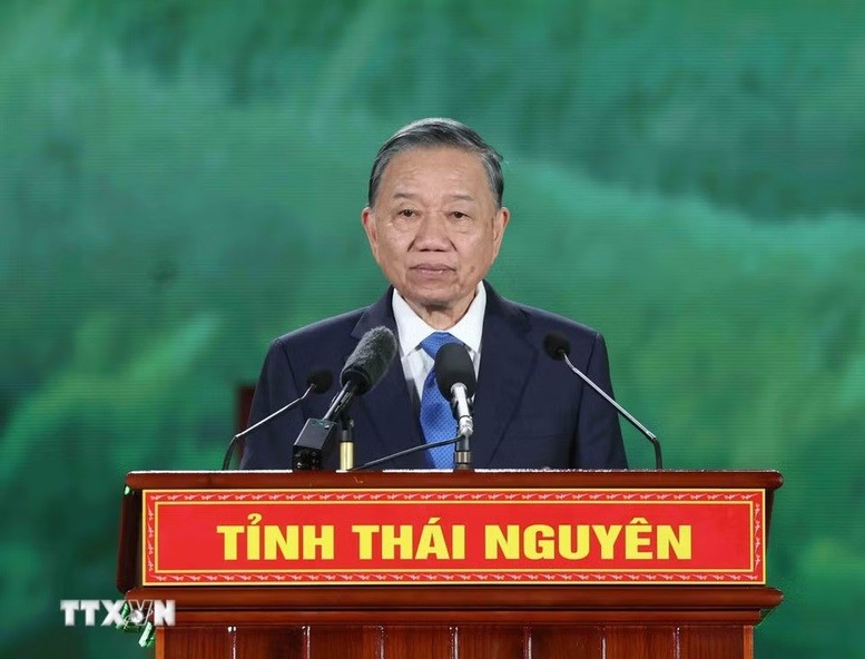 Tổng Bí thư, Chủ tịch nước Tô Lâm phát biểu tại Lễ kỷ niệm. Ảnh: TTXVN.